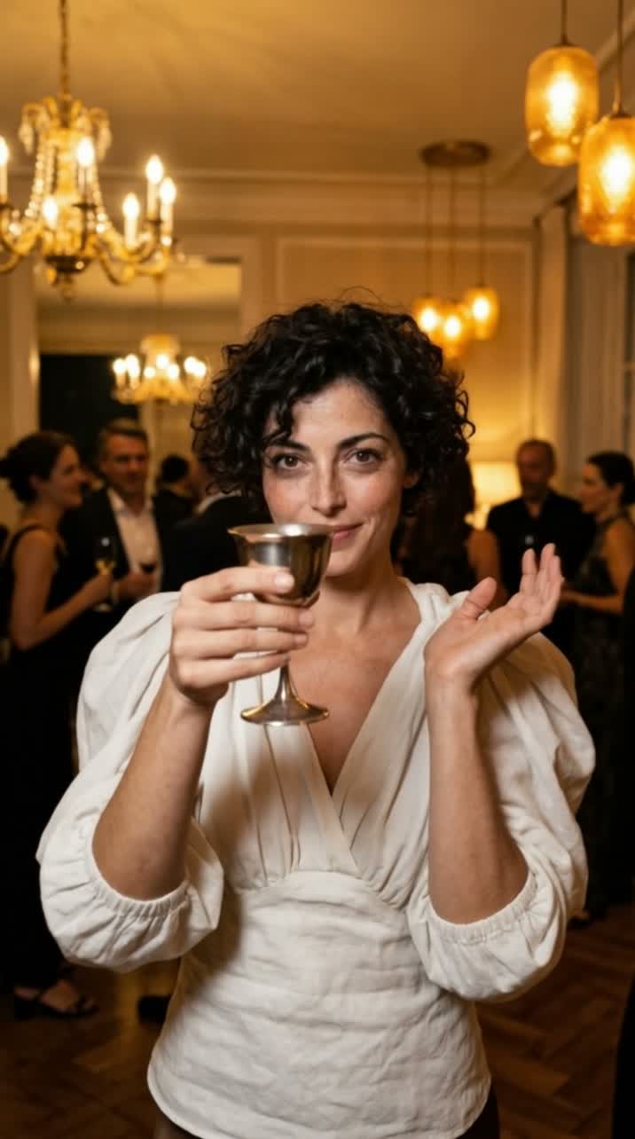 At 2 seconds the generated character holds up a silver cup before the face gesture