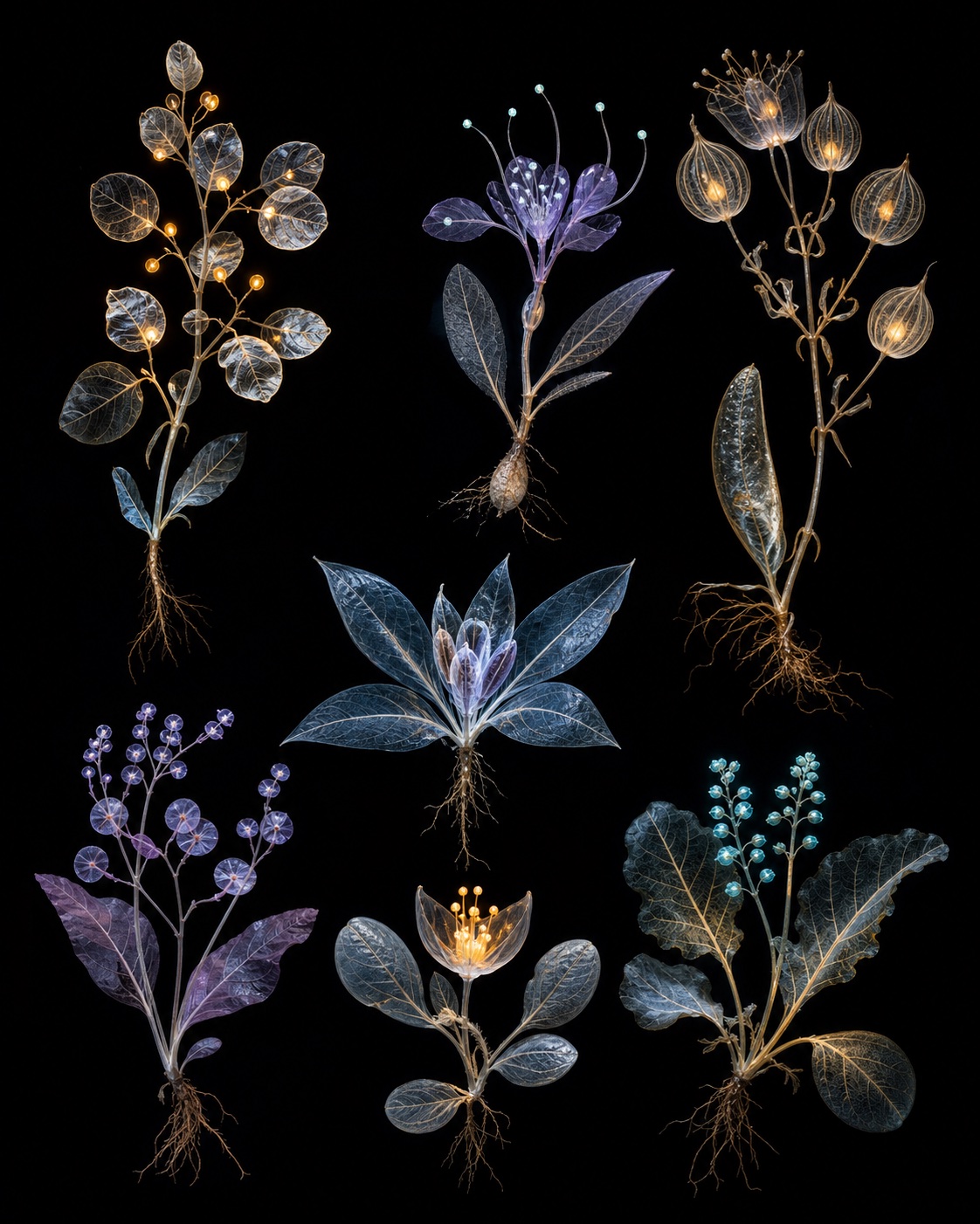 AI-generated Movelume studio study: Night Herbarium Plate