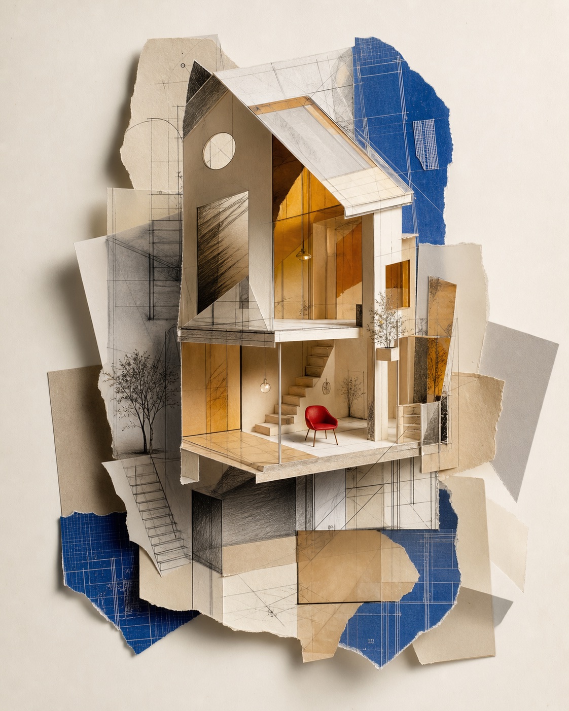 AI-generated Movelume studio study: Paper Habitat Collage