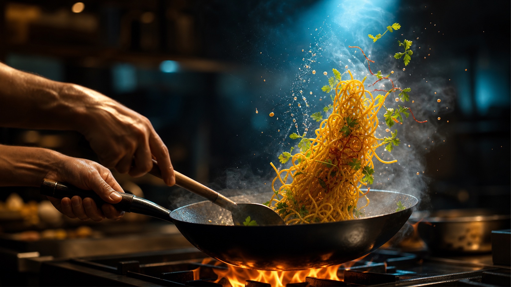AI-generated Movelume studio study: Saffron Kitchen Rush